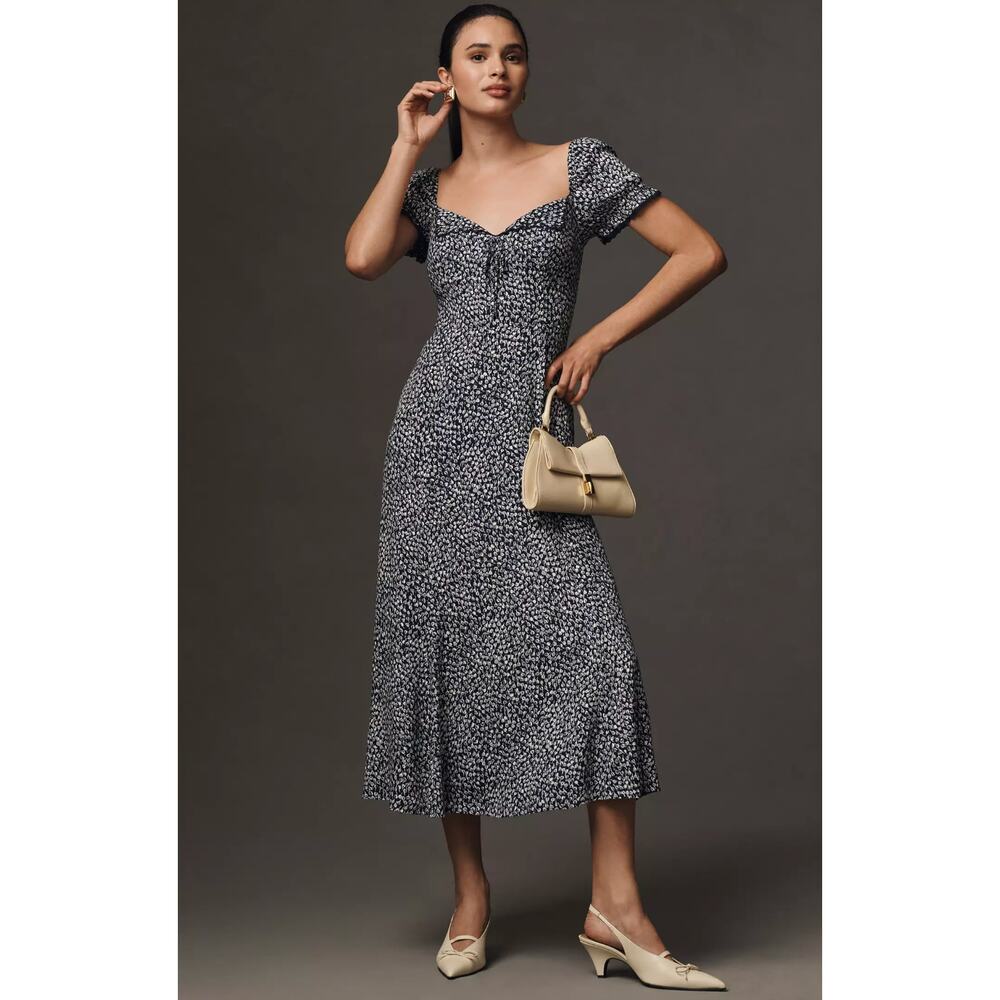REFORMATION Shyla Midi Dress in Navy Size 6 - Picture 5 of 11